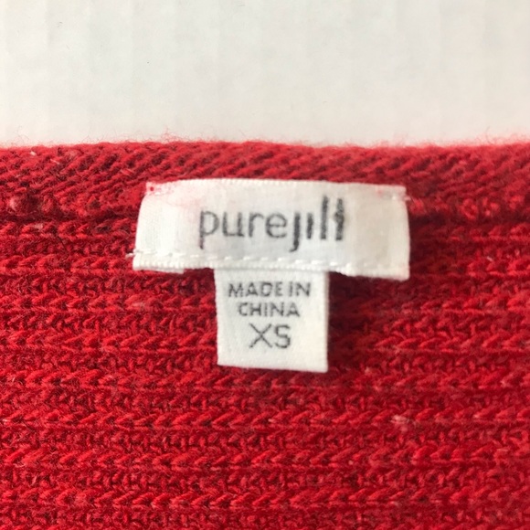 PURE JILL Red Kimono Sleeve Wool Linen Blend Oversized Knit Sweater Size XS - Picture 9 of 12